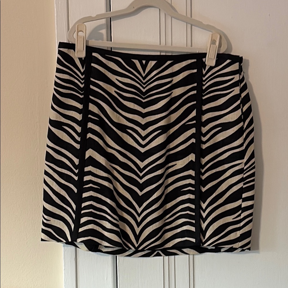 J. Crew Spring 2008 Black and Cream 100% Cotton Zebra Print Mini Skirt